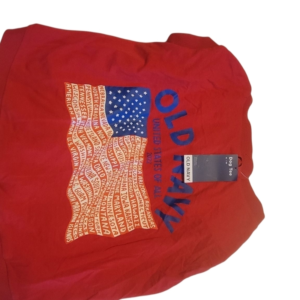 Old Navy Red and Blue Graphic Dog Tee